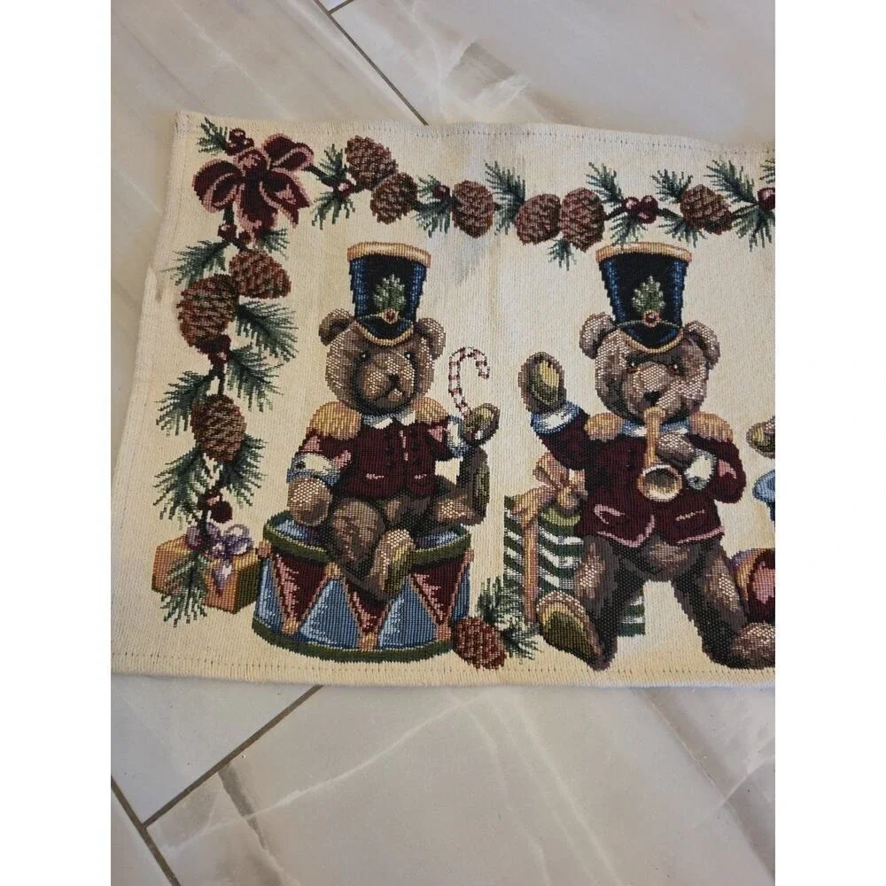 Tapestry Christmas Bears Table Runner 60